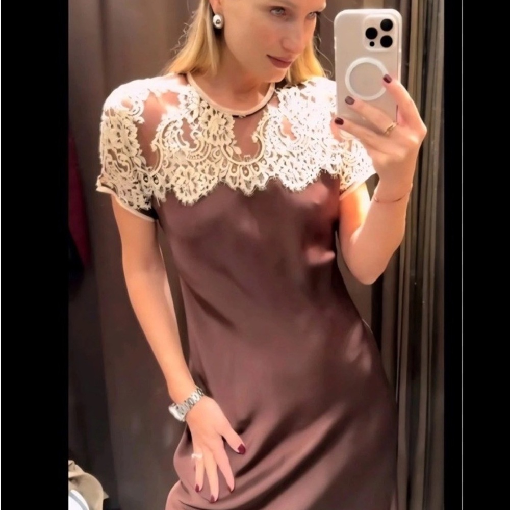 Zara Satin Lace Dress ZW Collection Limited Edition